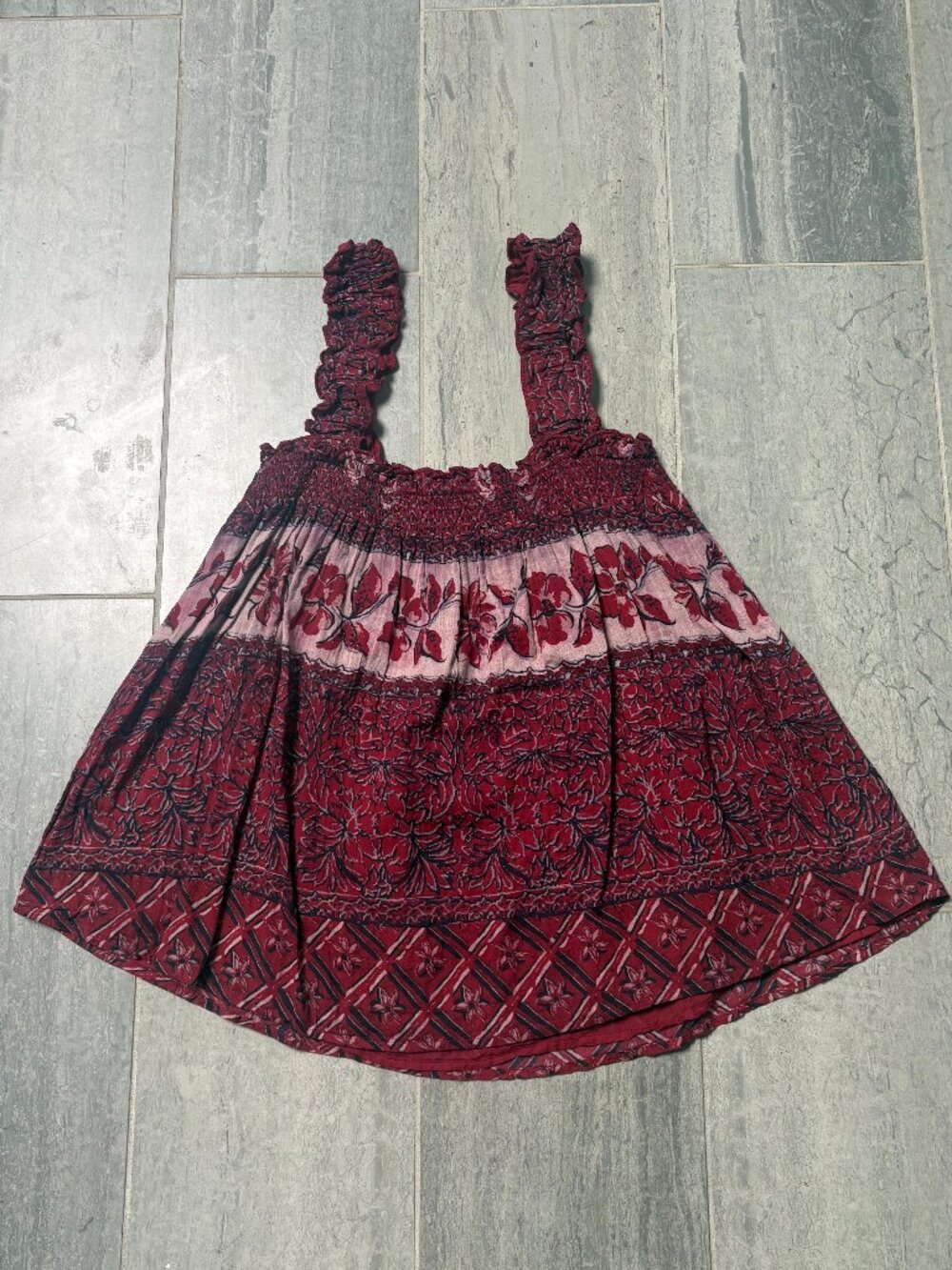 M.A.B.E. Ria Print Red Floral Cotton Lined Tank Top Size S